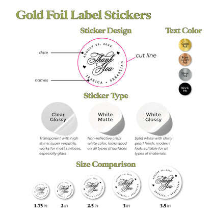 Gold Foiled Wedding Thank you Favor Labels