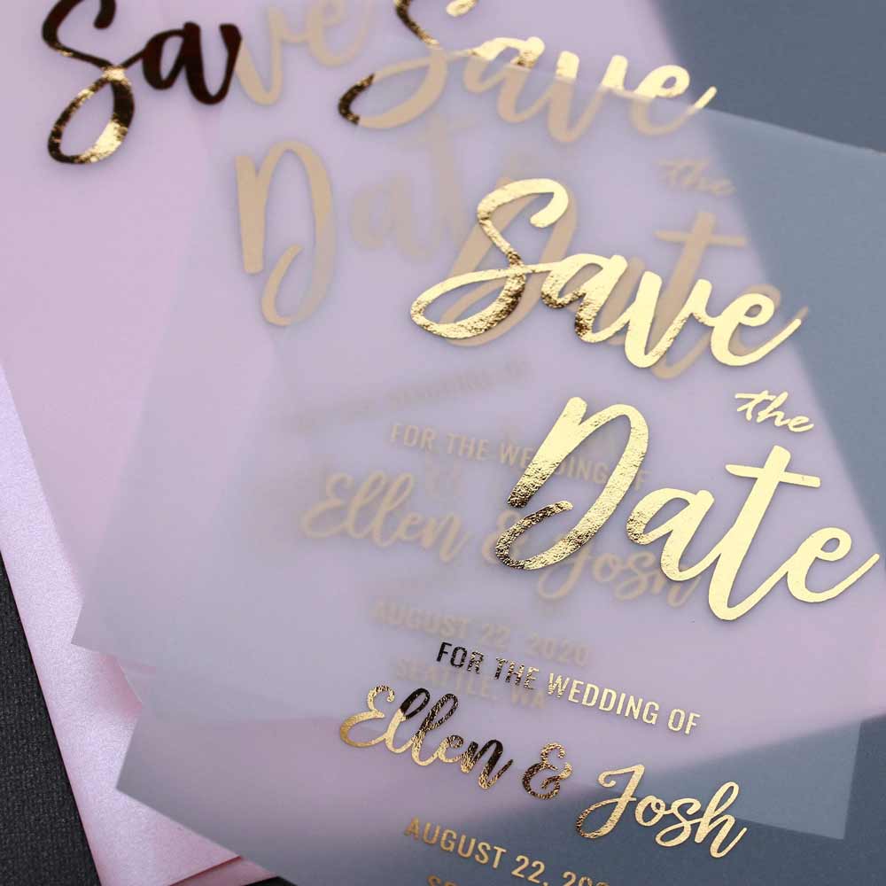 Gold foiled vellum save the date suitable for any wedding theme – XOXOKristen