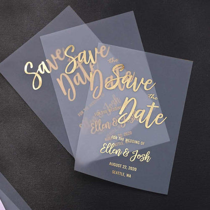 Gold foiled vellum save the date suitable for any wedding theme – XOXOKristen