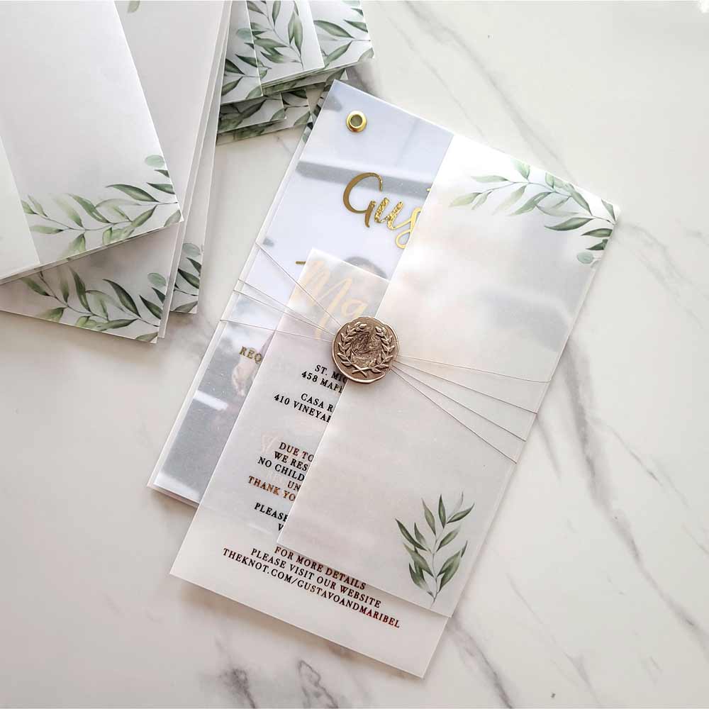 Vellum jackets for wedding invitations or save the date cards - XOXOKristen