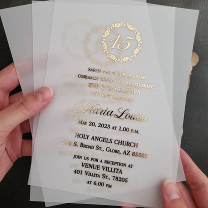 custom gold foiled quinceanera invitation - XOXOKristen