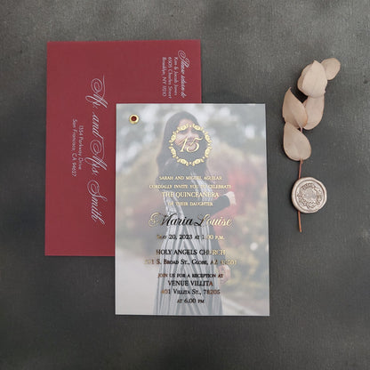 gold foiled quinceanera invitation with photo - XOXOKristen