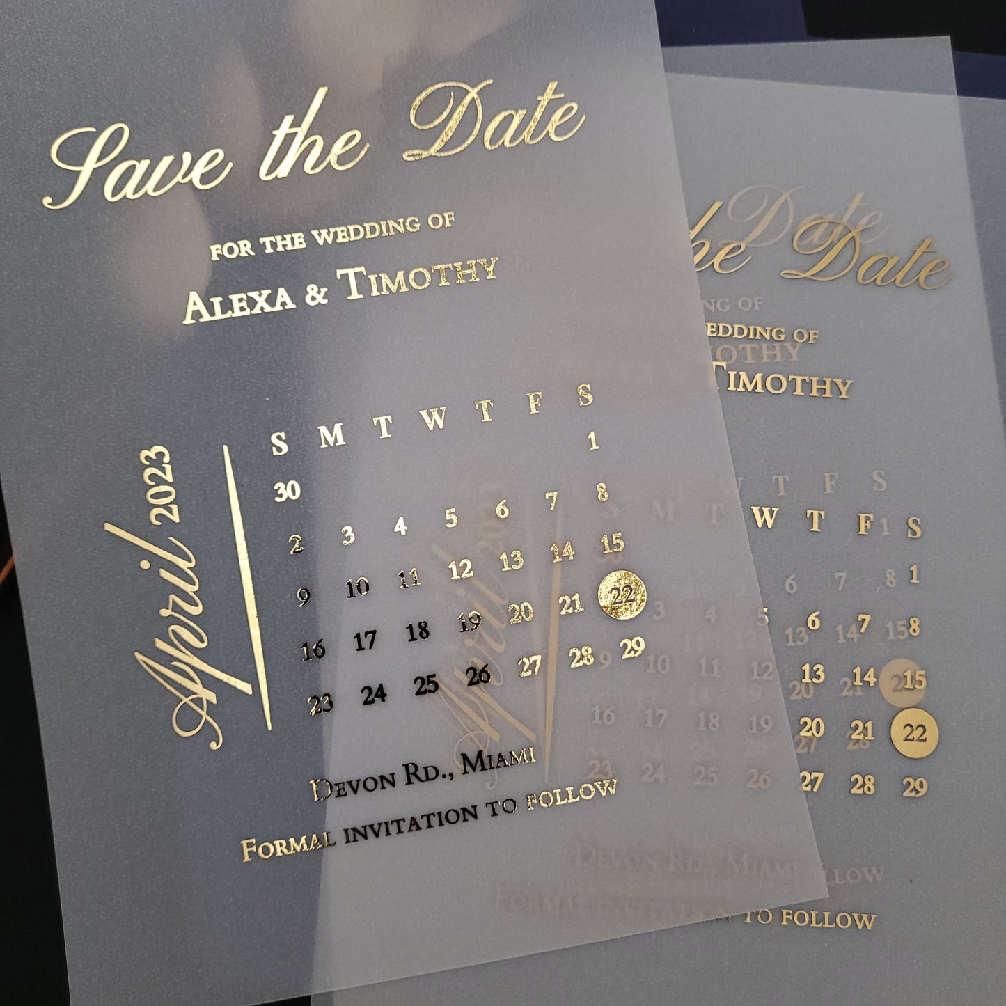 gold foiled vellum save the date invitations - XOXOKristen