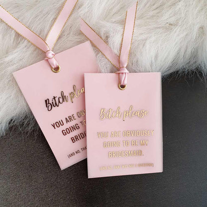 Bitch please vellum gold foiled funny bridesmaid proposal gift box insert card - XOXOKristen