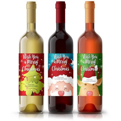 Cute and personalized wine & champagne bottle Christmas labels - XOXOKristen