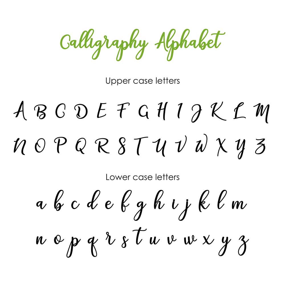 Calligraphy alphabet for custom wedding belly bands - XOXOKristen