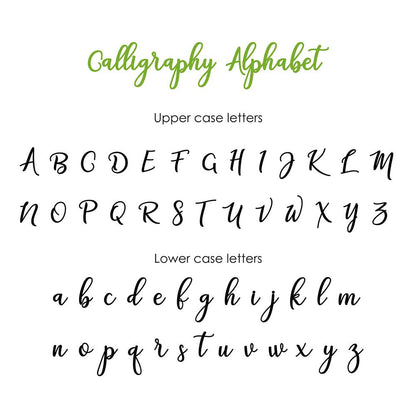 Calligraphy alphabet for custom wedding belly bands - XOXOKristen