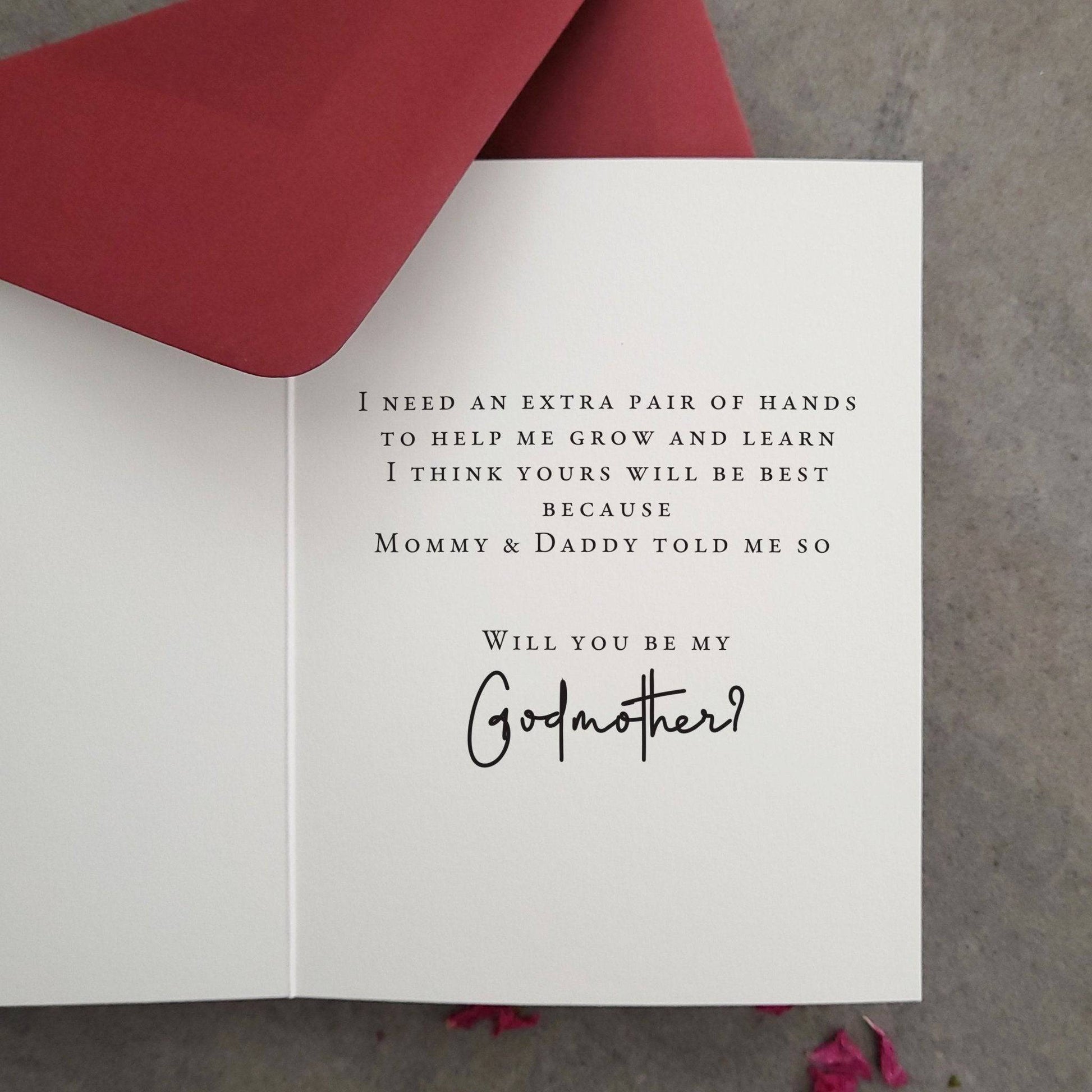 Auntie Will you be my Godmother Card - XOXOKristen