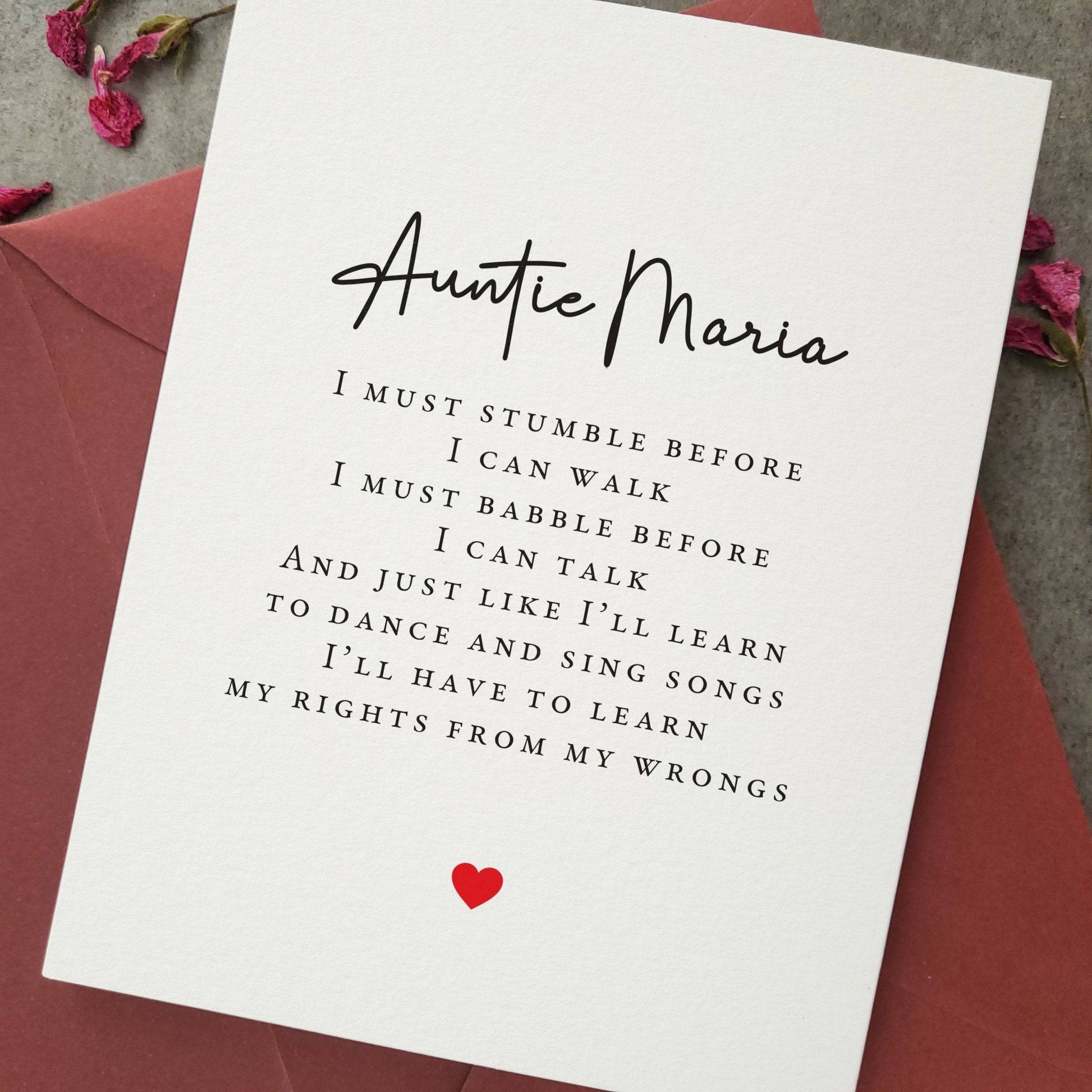 Auntie Will you be my Godmother Card - XOXOKristen