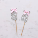 Ballerina Shoes Cupcake Toppers with Pink Satin Bow Decoration - XOXOKristen
