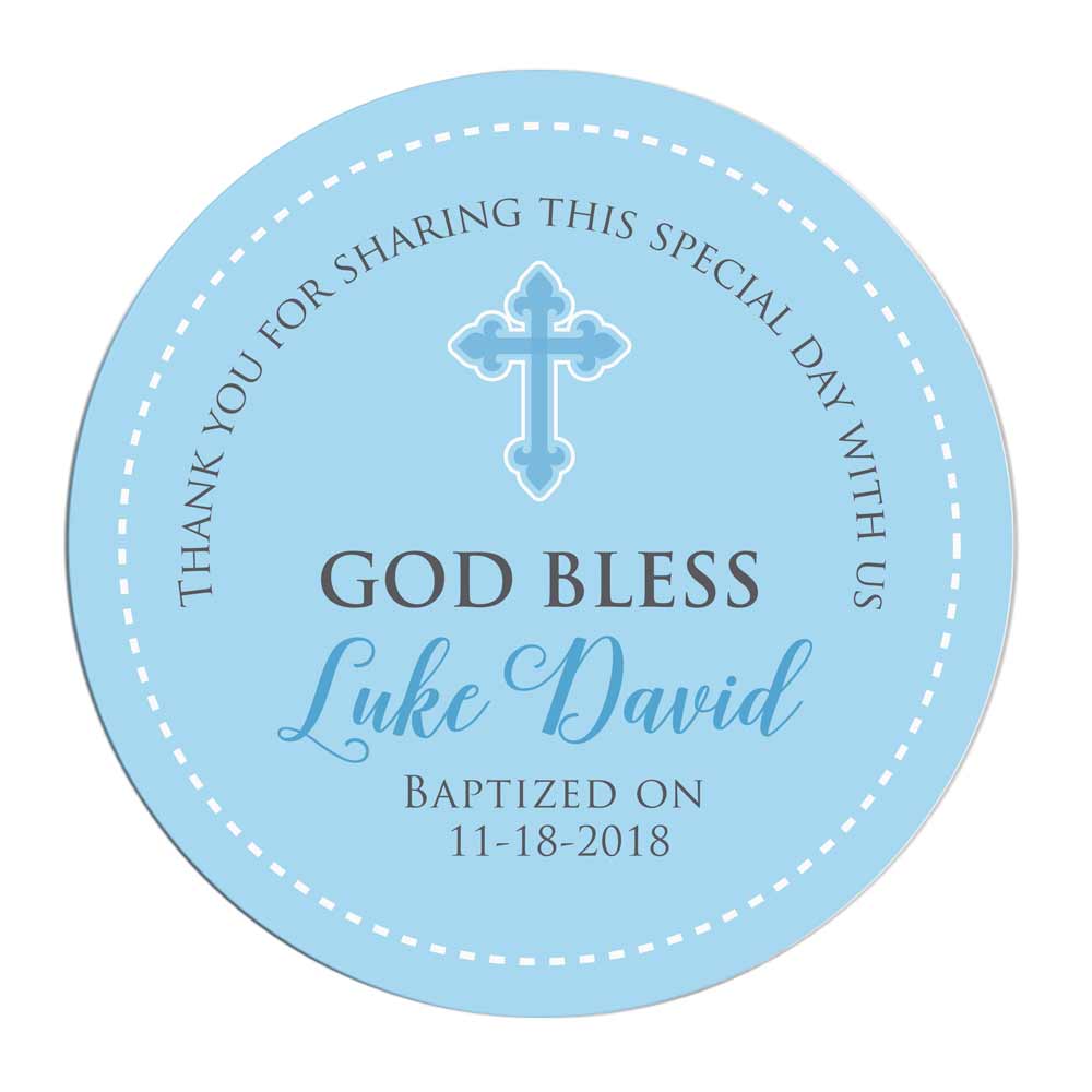 Blue Baptism Celebration Thank you Sticker - XOXOKristen