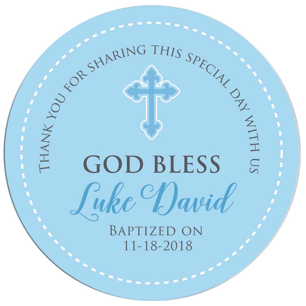 Blue Baptism Celebration Thank you Sticker - XOXOKristen