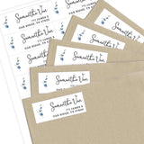 Blue Flower Stalk Return Address Label - XOXOKristen