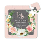 Blush and Grey Garden Beauties Will you be my Bridesmaid Puzzle - XOXOKristen