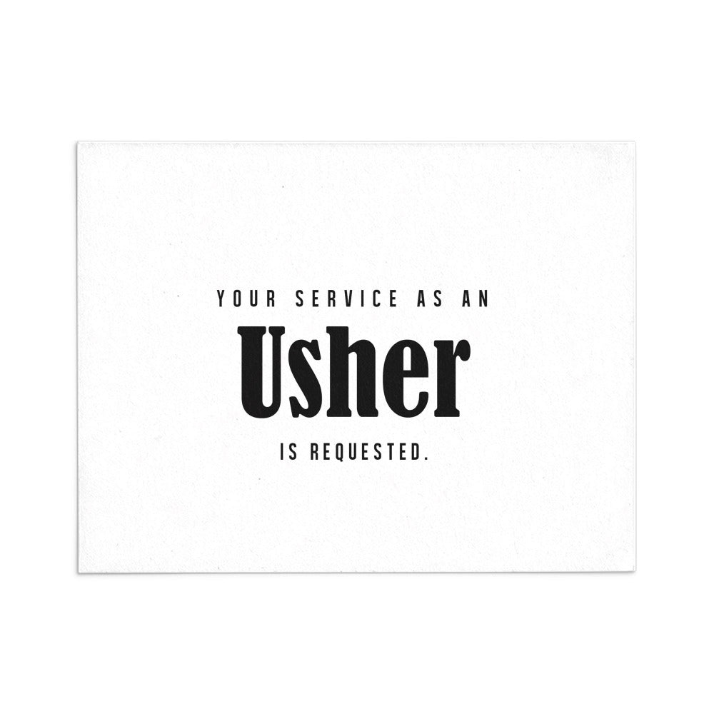 Bolded Script Will you be my Usher Proposal Cards - XOXOKristen