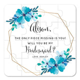 Bright Blue Flowers Will you be my Bridesmaid Puzzle - XOXOKristen