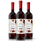 Burgundy Bouquet Will you be my Bridesmaid Wine Bottle Label - XOXOKristen