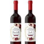 Burgundy Bouquet Will you be my Bridesmaid Wine Bottle Label - XOXOKristen