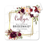 Burgundy & Geometric Frame Bridesmaid Puzzle Proposal - XOXOKristen