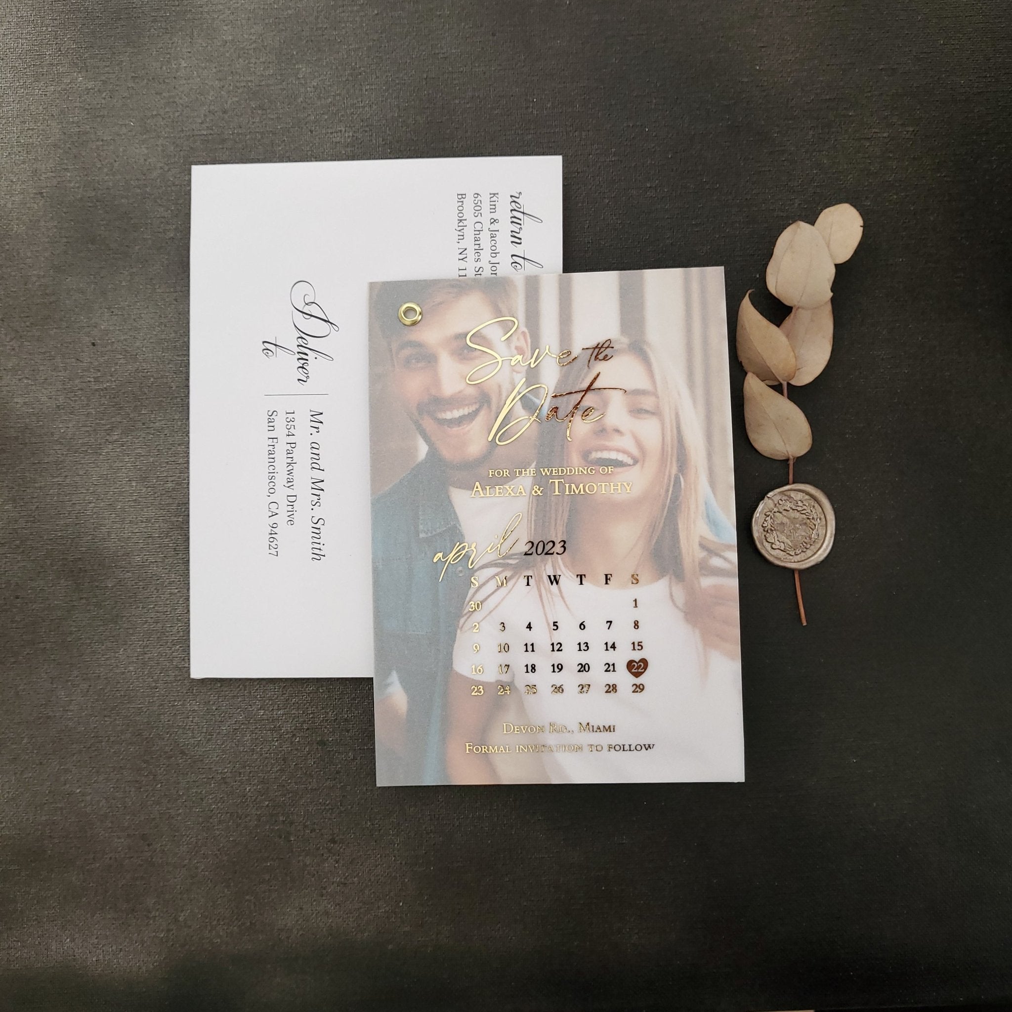Calendar Vellum Save The Date Photo Invite - XOXOKristen