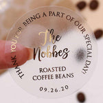 Coffee Beans Clear Wedding Favor Sticker - XOXOKristen