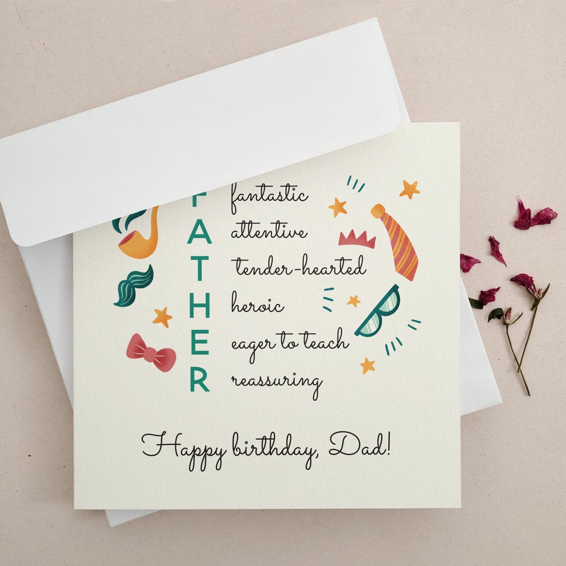Colorful Birthday Card for Father - XOXOKristen