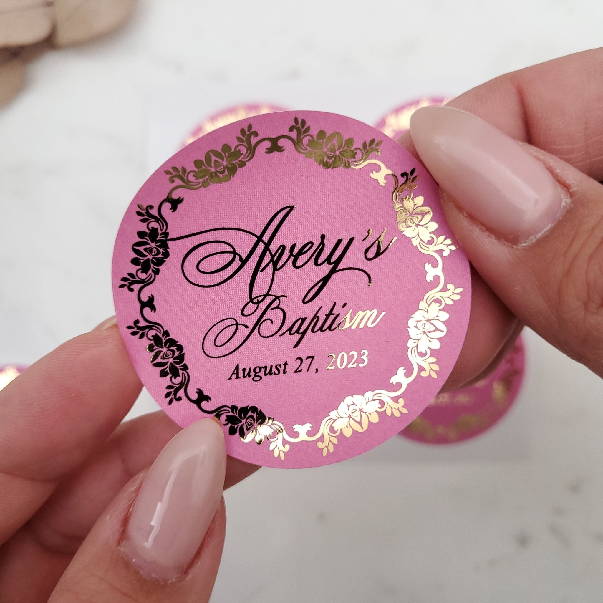 Custom Colorful Gold Foiled Baptism Sticker - XOXOKristen