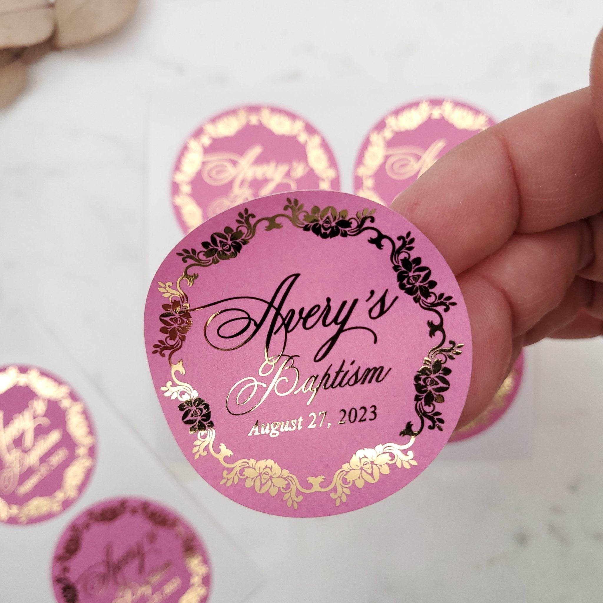 Custom Colorful Gold Foiled Baptism Sticker - XOXOKristen