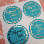 Custom Colorful Gold Foiled Wedding Sticker - XOXOKristen