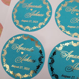 Custom Colorful Gold Foiled Wedding Sticker - XOXOKristen