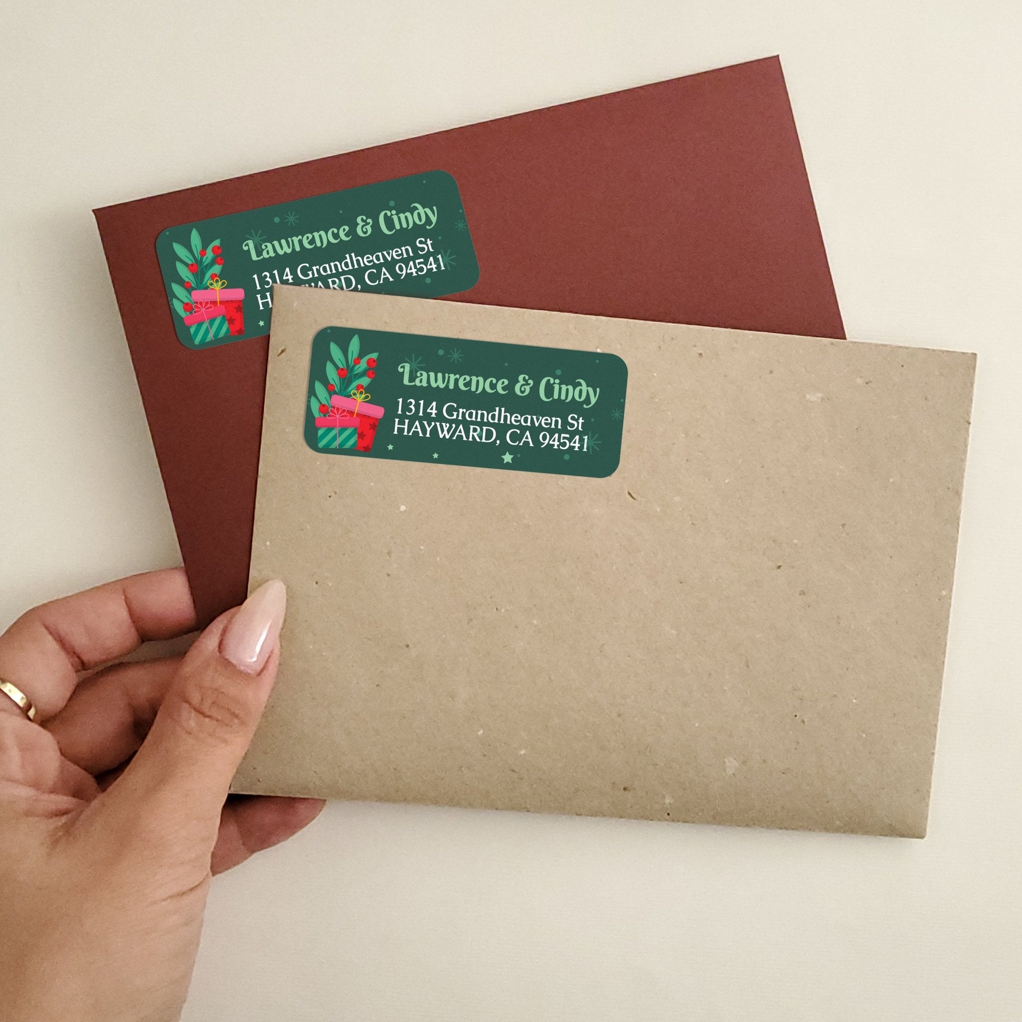 Custom Green Christmas Mailing Labels - XOXOKristen
