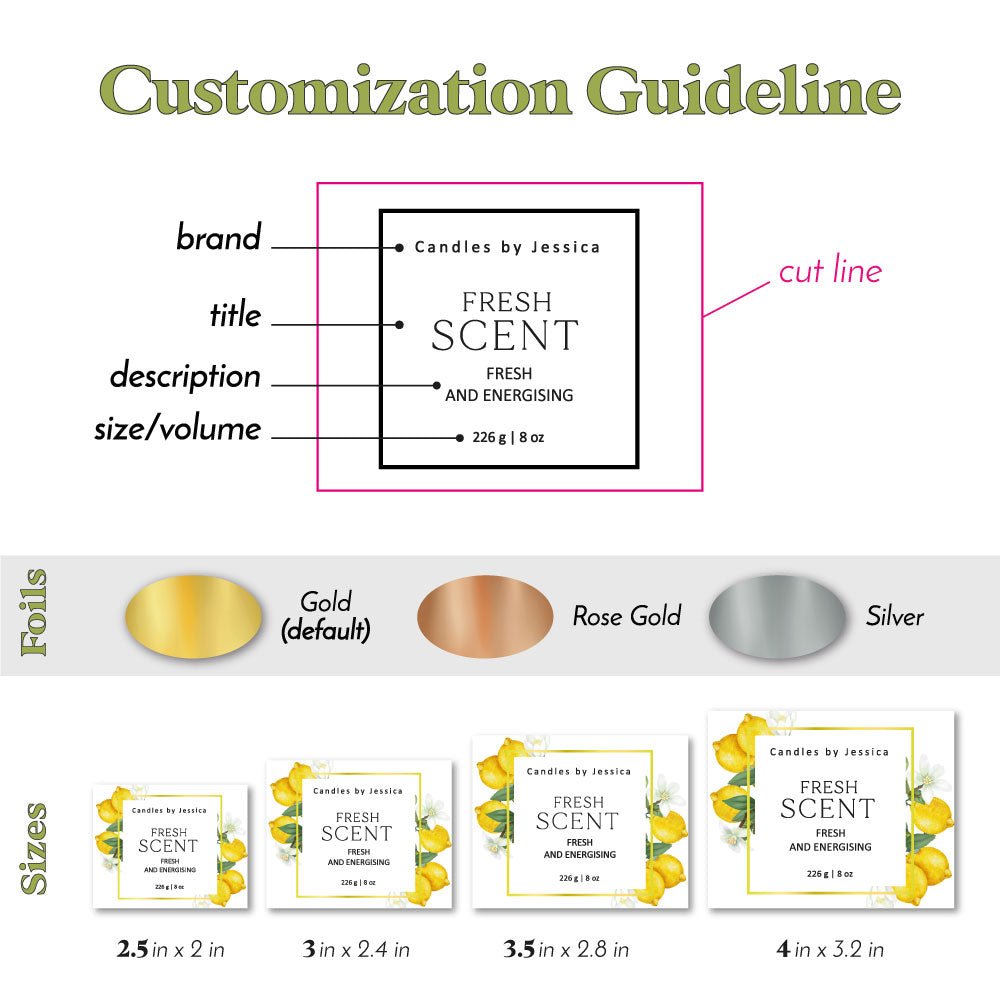 Custom Lemon Candle Label Stickers - XOXOKristen