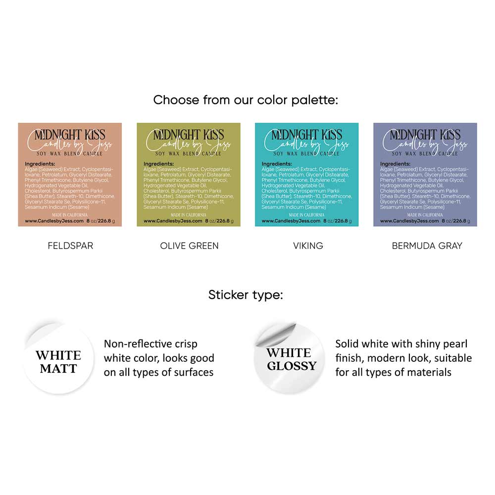 Colorful ingredient labels | Square stickers | XOXOKristen