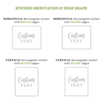 Custom text rectangular sticker with sharp edges and vertical orientation - XOXOKristen
