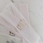 Custom Vellum Wedding Belly Band with Gold Foil - XOXOKristen