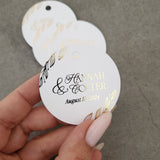Custom White & Gold Hang Tags for Wedding - XOXOKristen