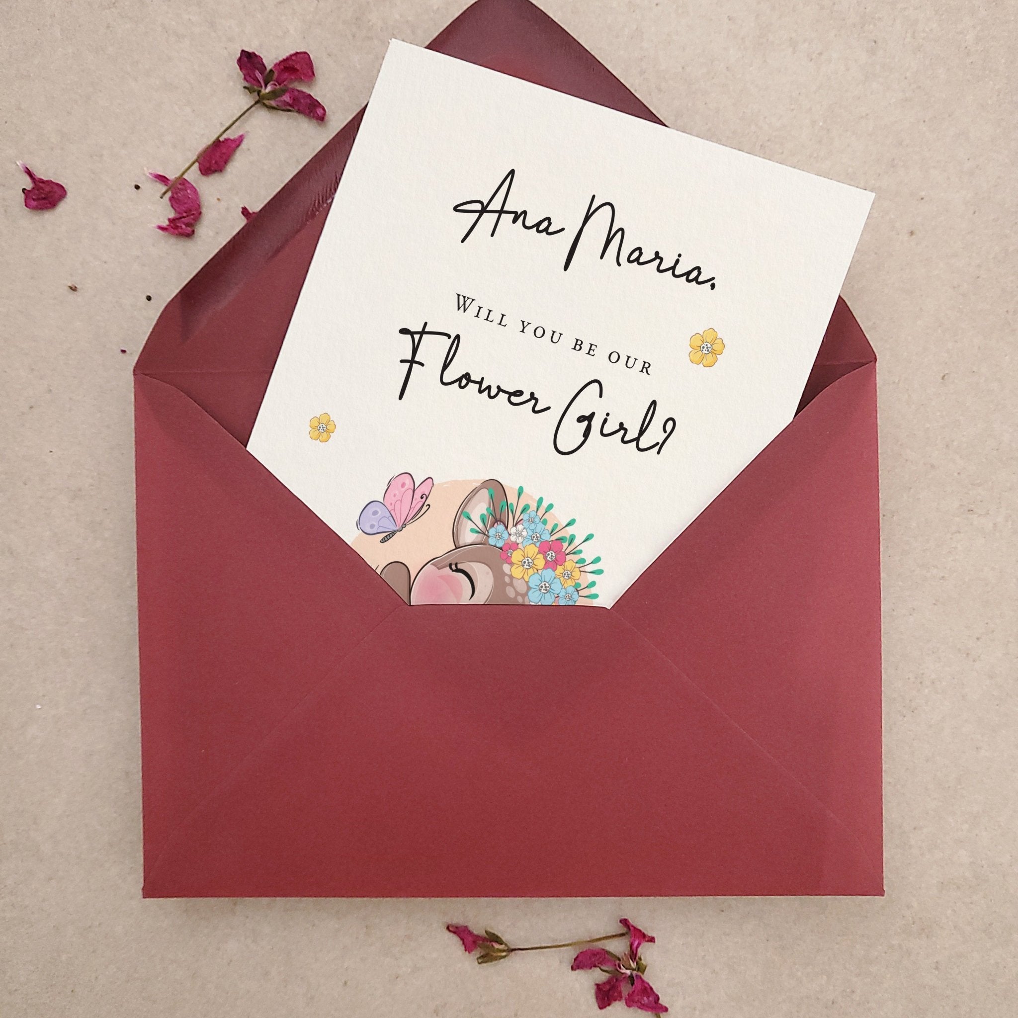 Cute Flower Girl Proposal Card with Illustration - XOXOKristen