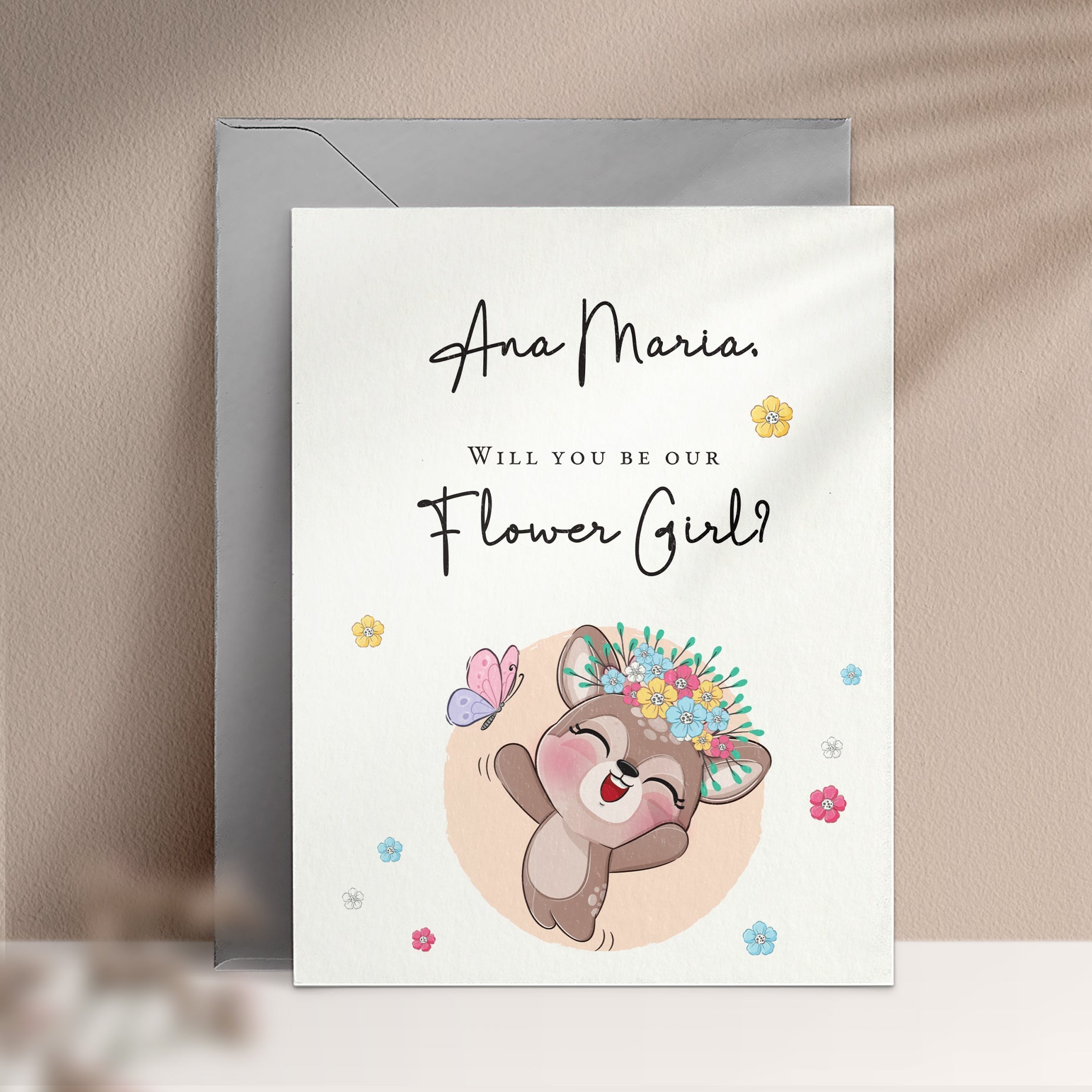 Cute Flower Girl Proposal Card with Illustration - XOXOKristen