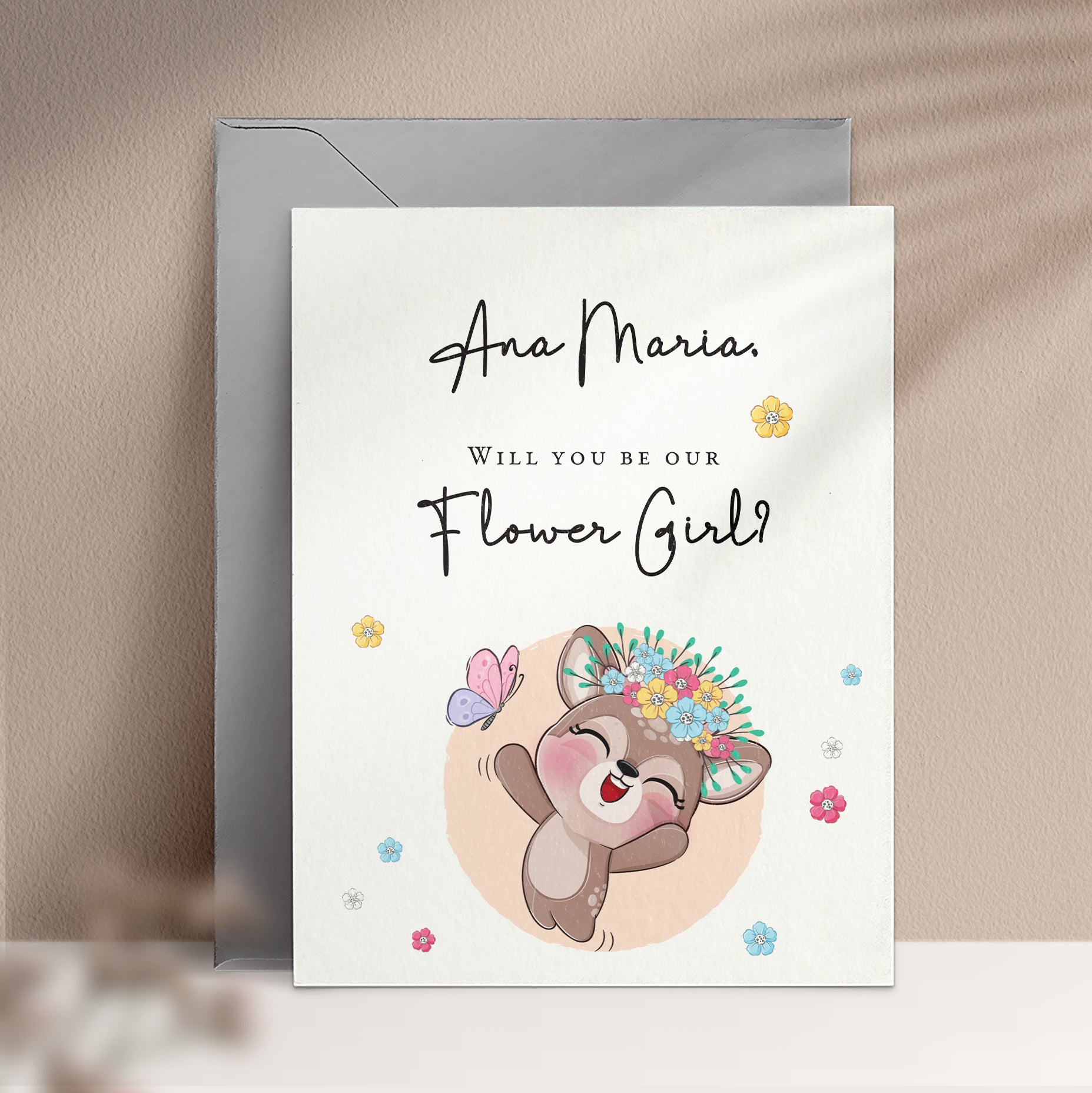 Cute Flower Girl Proposal Card with Illustration - XOXOKristen