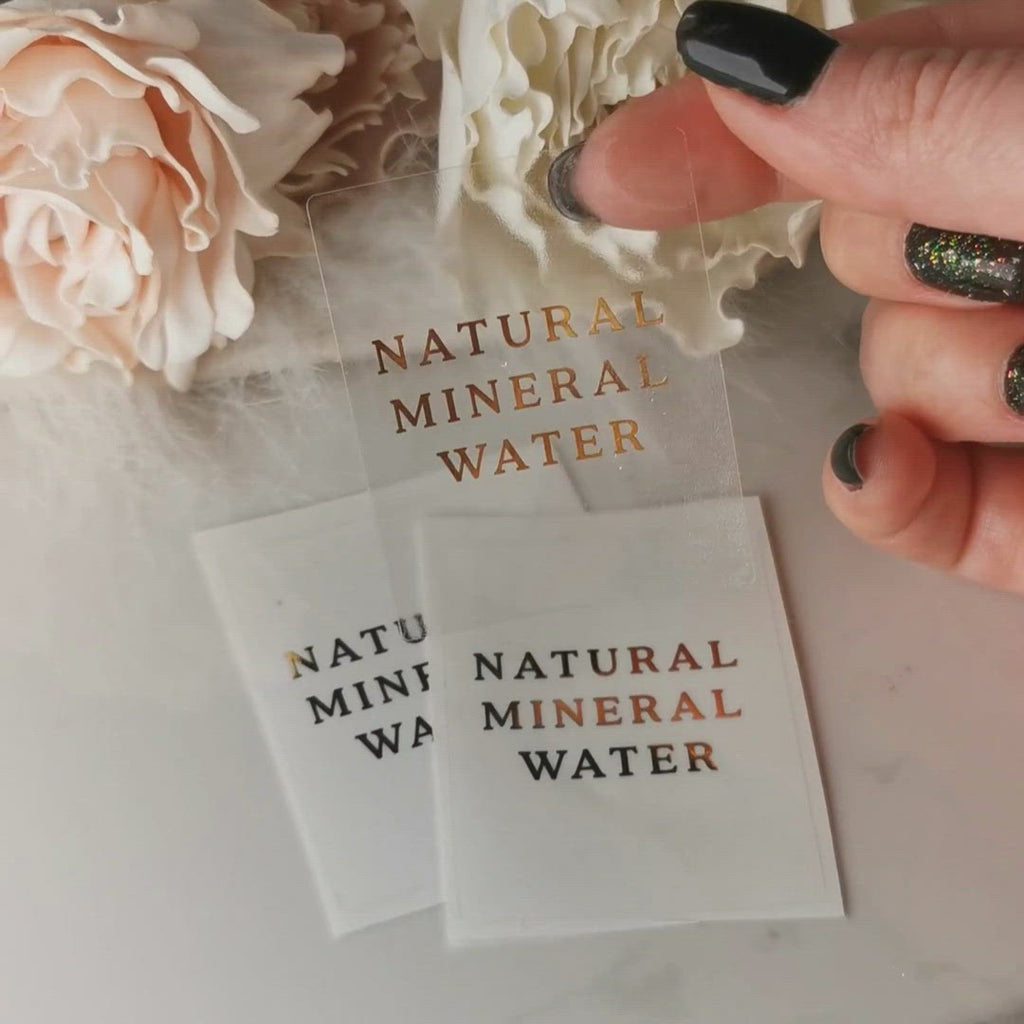 Gold Foiled custom text on rectangular clear label - XOXOKristen