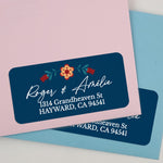 Dark Blue Floral Return Address Labels - XOXOKristen