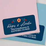 Dark Blue Floral Return Address Labels - XOXOKristen