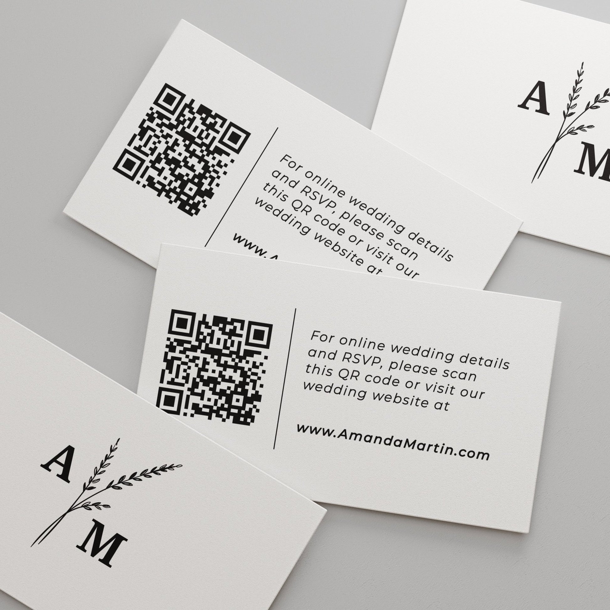 Delicate Wedding Website Card with QR Code - XOXOKristen