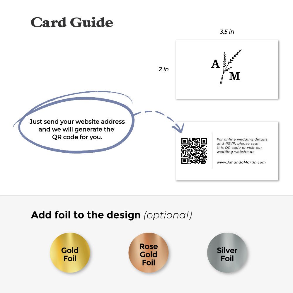 Delicate Wedding Website Card with QR Code - XOXOKristen