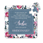 Dusty Blue Floral Will you be my Bridesmaid Puzzle Proposal - XOXOKristen