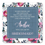 Dusty Blue Floral Will you be my Bridesmaid Puzzle Proposal - XOXOKristen