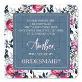 Dusty Blue Floral Will you be my Bridesmaid Puzzle Proposal - XOXOKristen
