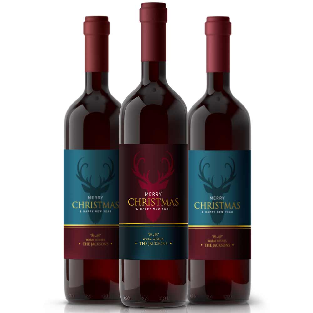 Elegant Merry Christmas & Happy New Year Custom Wine Bottle Label - XOXOKristen