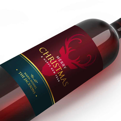 Elegant Merry Christmas & Happy New Year Custom Wine Bottle Label - XOXOKristen