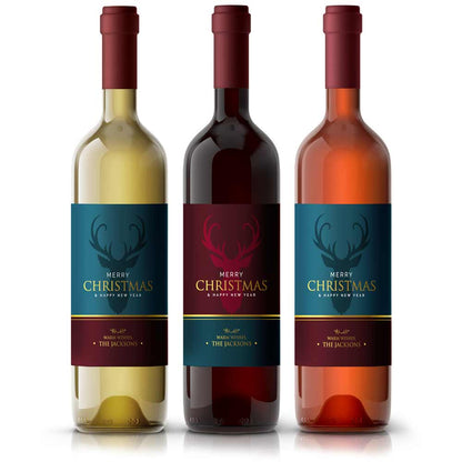Elegant Merry Christmas & Happy New Year Custom Wine Bottle Label - XOXOKristen